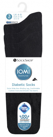 Ciorapi pentru diabetici Iomi Footnurse cu amortizare, negri, marime 43-45, 3 perechi/set [2]