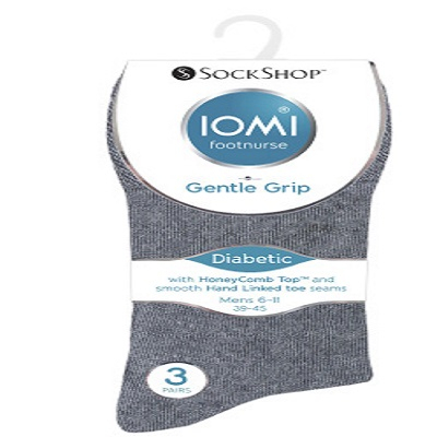 Ciorapi pentru diabetici, Iomi Footnurse, gentle grip, albastri/gri, marime 37-42, 3 perechi/set [4]