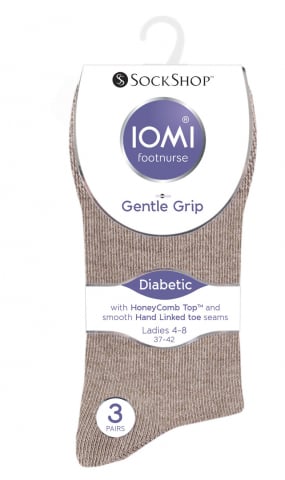 Sosete medicinale IOMI FOOTNURSE - Ciorapi pentru diabetici, Iomi Footnurse, gentle grip, maro deschis, marime 37-42, 3 perechi/set