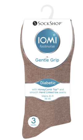 Ciorapi pentru diabetici, Iomi Footnurse, gentle grip, maro, marime 39-45, 3 perechi/set [1]