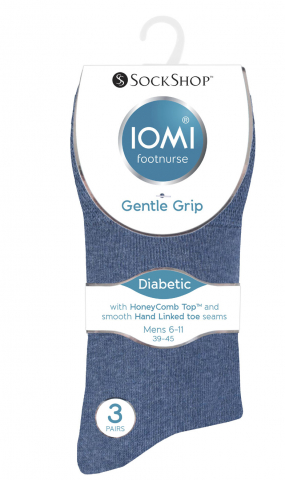 Sosete medicinale IOMI FOOTNURSE - Ciorapi pentru diabetici, Iomi Footnurse, gentle grip, negri/albastri, marime 39-45, 3 perechi/set