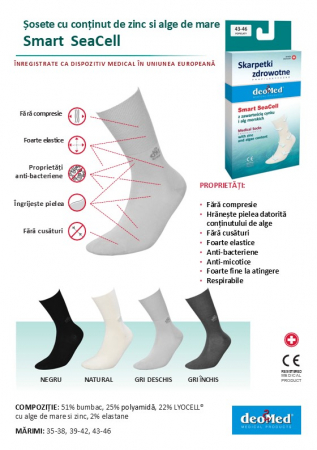 Sosete certificate medical Deomed cu continut de alge si oxid de zinc negre, 35-38 [2]