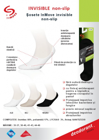 Sosete InMove Invisible anti-alunecare albe 35-37 [1]