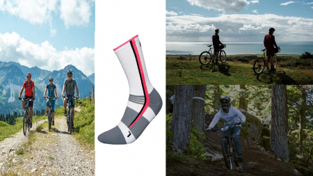 Sosete pentru ciclism InMove Bike Silver cu ioni de argint, alb-mov, 38-40 [3]