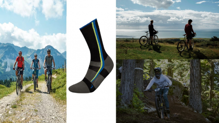 Sosete pentru ciclism InMove Bike Silver cu ioni de argint, negru-verde, 38-40 [2]