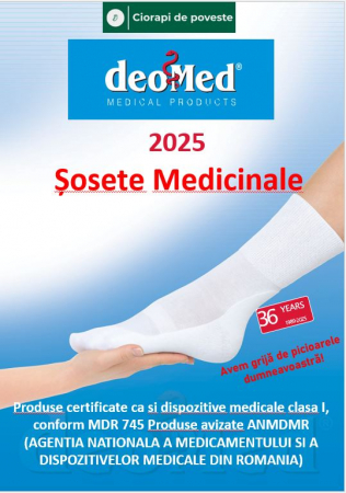 Sosete pentru diabetici, certificate ca dispozitiv medical, Deomed din bumbac si ioni de argint, albi, 35-38 [1]