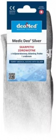 Sosete pentru diabetici, certificate ca dispozitiv medical, Deomed Medic Deo Silver cu ioni de argint, gri deschis - gri, 38-40 [1]