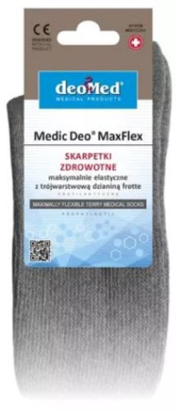 Sosete medicinale DEOMED - Sosete pentru diabetici Deomed, certificate ca dispozitiv medical, Medic Deo Maxflex gri, 35-37