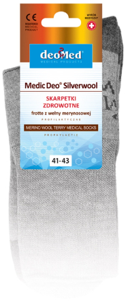 Sosete pentru diabetici Deomed, certificate ca dispozitiv medical, Medic Deo Silverwool din lana si ioni de argint, negri, 35-37 [1]