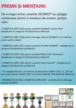 Sosete pentru diabetici Deomed MINI din bambus, albi, 39-42 [4]