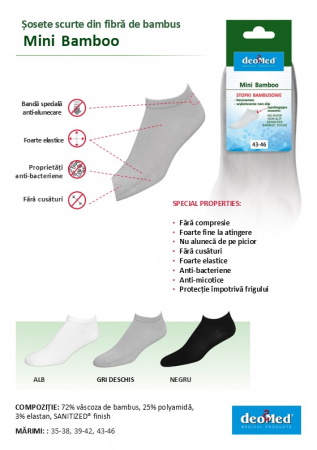 Sosete pentru diabetici Deomed MINI din bambus, gri deschis, 35-38 [3]