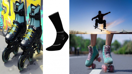 Sosete pentru patinaj, InMove Skate Silver, negri-gri, 38-40 [3]