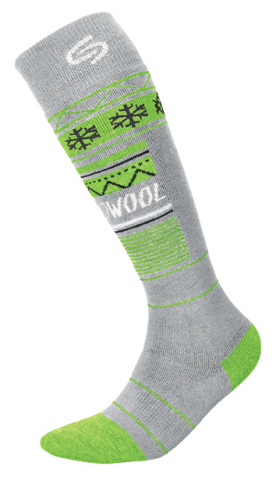Sosete Ski din Lana - Sosete termice din lana, InMove Ski Deodorat Thermowool, gri deschis-verde, 41-43