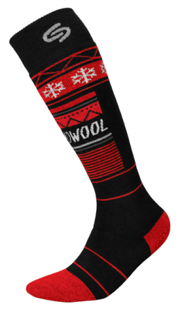 Sosete Ski din Lana - Sosete termice din lana, InMove Ski Deodorat Thermowool, negri-rosi, 41-43