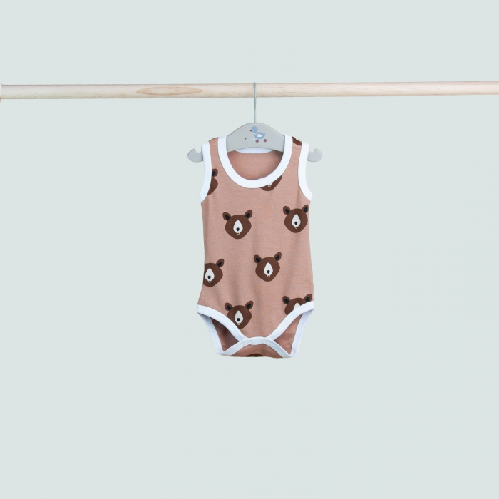 Body bebeluș fără mâneci – maro cu ursuleți simpatici [1]