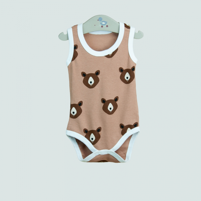 Body bebeluș fără mâneci – maro cu ursuleți simpatici [2]