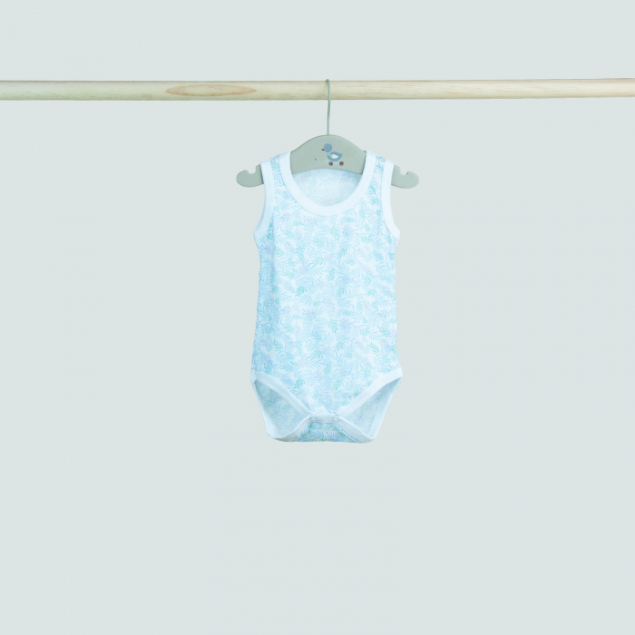 Body bebeluș fără mâneci – model cu frunze verzi pastel [1]