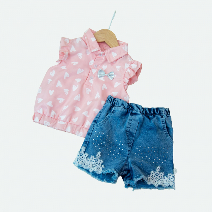 Compleu 2 piese blug si bluza roz [3]