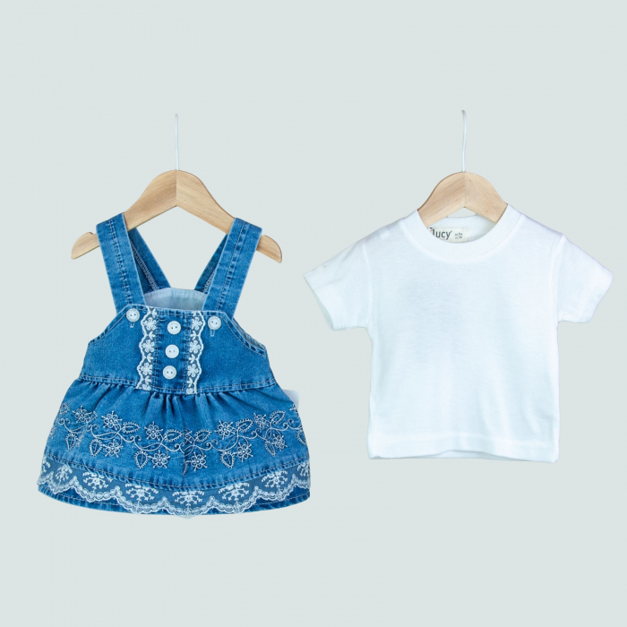 Compleu 2 piese rochiță denim si tricou [1]