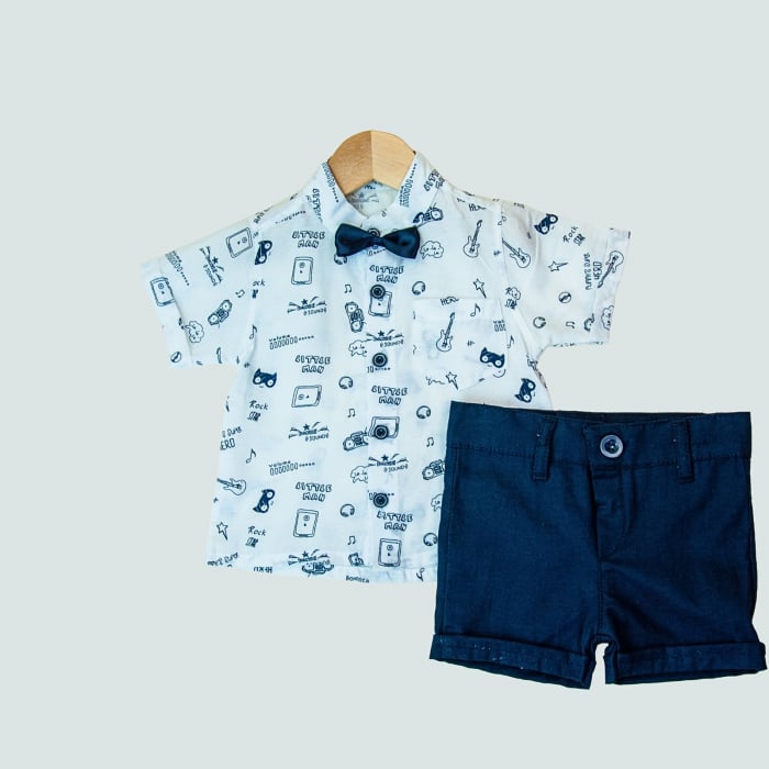 Compleu din 2 piese camasa cu papion si pantaloni scurti [3]