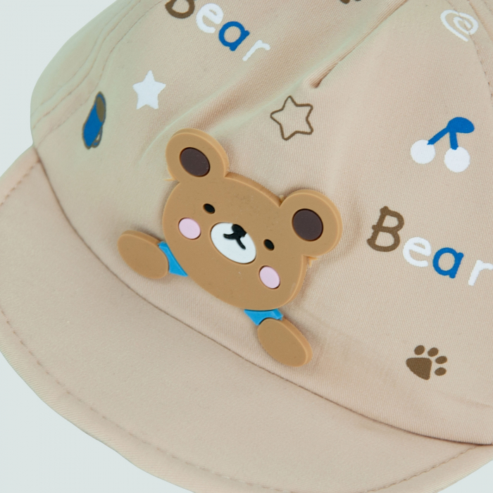 Sapca bebelus bej cu ursulet – protectie și joaca intr-un singur accesoriu! [3]
