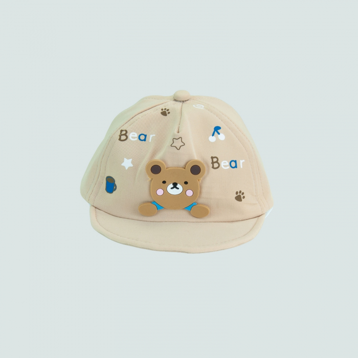 Sapca bebelus bej cu ursulet – protectie și joaca intr-un singur accesoriu! [2]