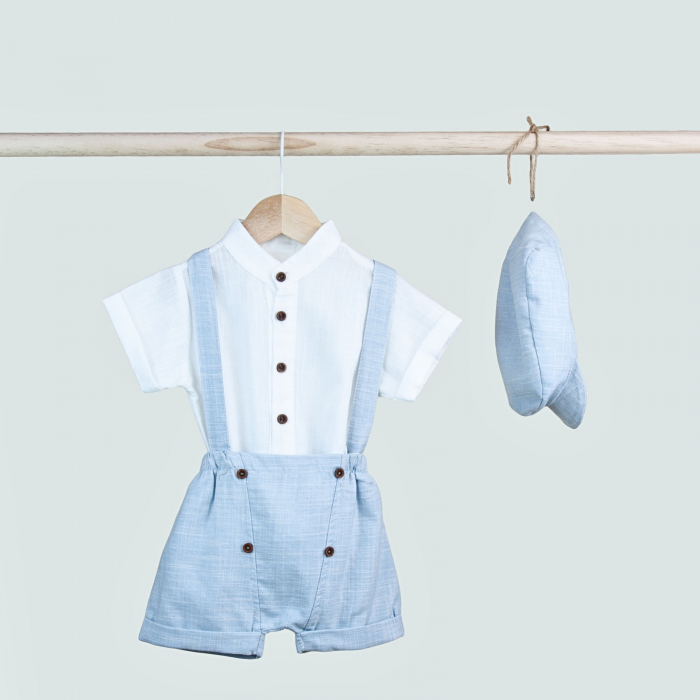 Set 3 piese pentru baietei, format din camasa, pantalon si sapca [7]