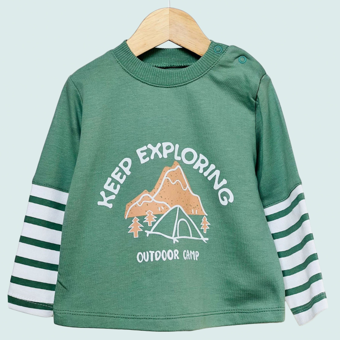 Set baietei Keep Exploring – verde mentă si dungi albe [2]
