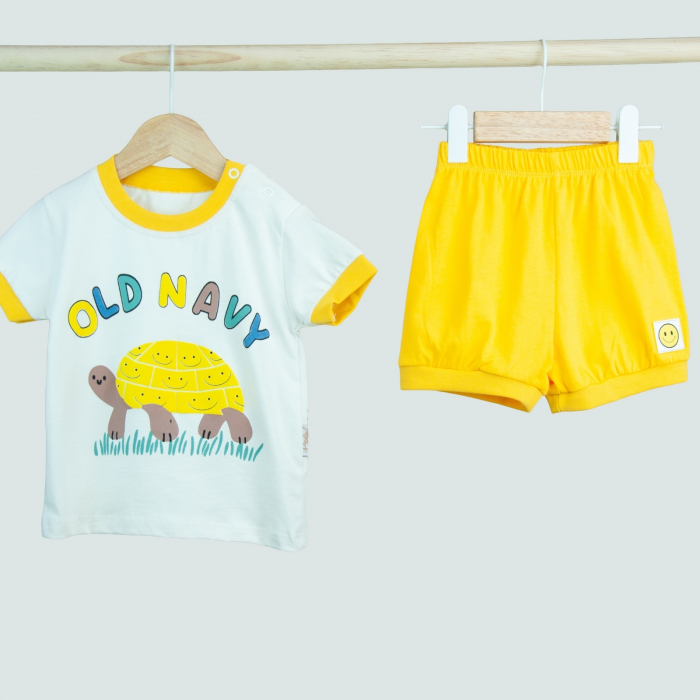 Set băiețel 2 piese – tricou „Old Navy” cu broscuță țestoasă și pantaloni scurți bleu [2]