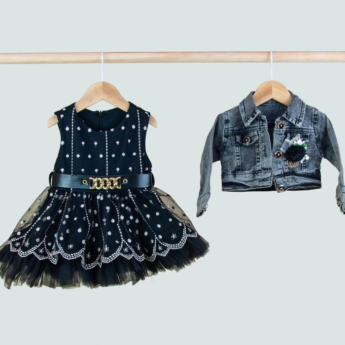 Set cu rochiță si jacheta din blug [1]