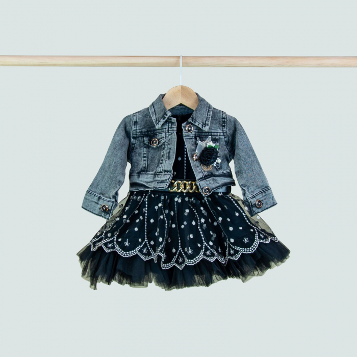 Set cu rochiță si jacheta din blug [2]