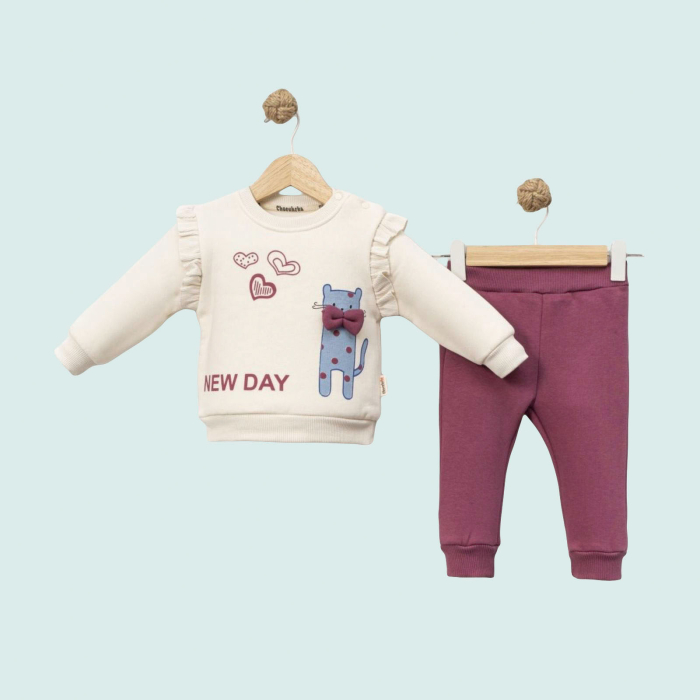 Set fetite bluzita cu volanase si pantaloni asortati [2]