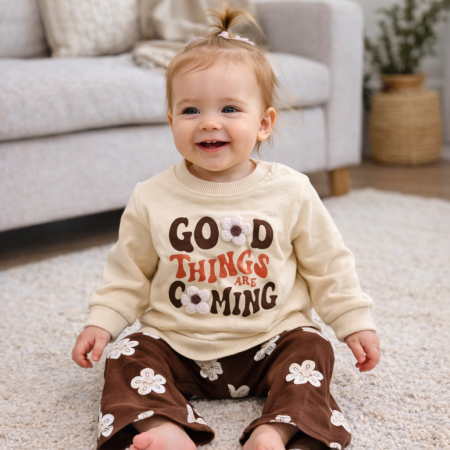 Seturi fetite 0-2 ani - Set 2 piese cu floricele