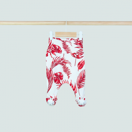 Pantaloni - Pantaloni bebeluși cu botoșei, imprimeu tropical