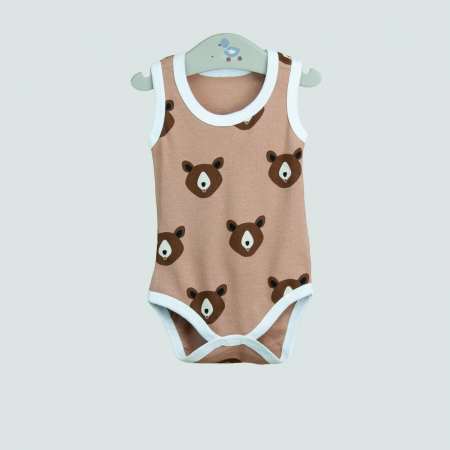 Body bebeluș fără mâneci – maro cu ursuleți simpatici [1]