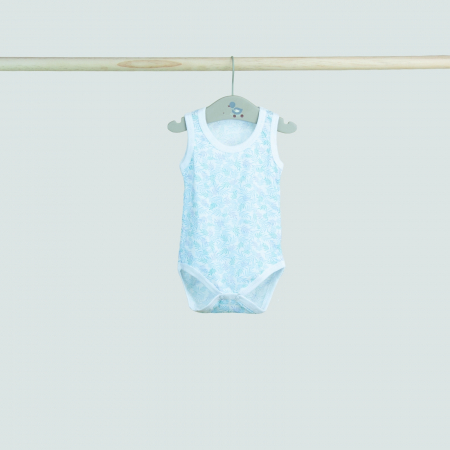 Body - Body bebeluș fără mâneci – model cu frunze verzi pastel