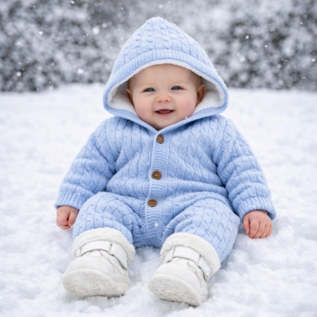 Combinezon baietei 0-2 - Combinezon tricotat imblanit