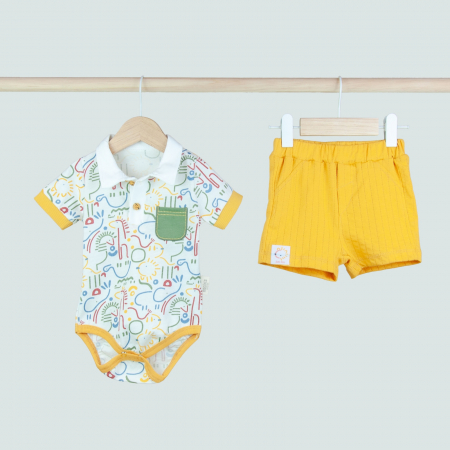 Baietei 0-2 ani - Compleu Body si Pantalon