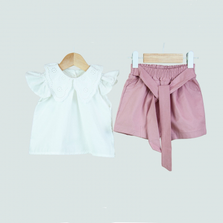 Seturi fetite 0-2 ani - Compleu cu cămașă si pantalon scurt