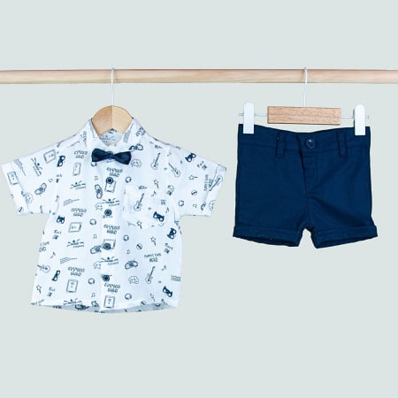 Compleuri - Compleu din 2 piese camasa cu papion si pantaloni scurti