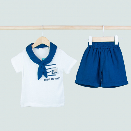 Baietei 0-2 ani - Compleu marinaresc din 2 piese