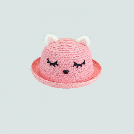 Palarii - Palarie roz cu urechiuse impletita