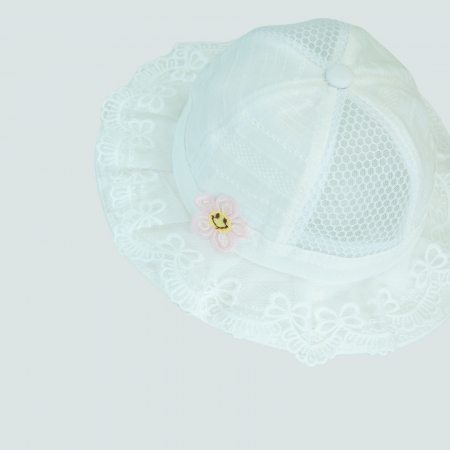 Palarie roz sau alba cu dantela si floare zambitoare [1]