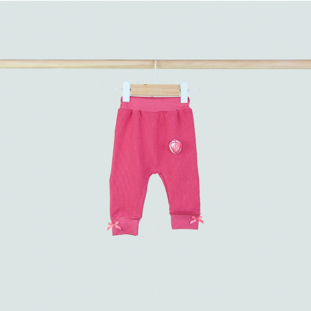 Pantaloni - Pantalonasi roz cu căpșună si fundițe