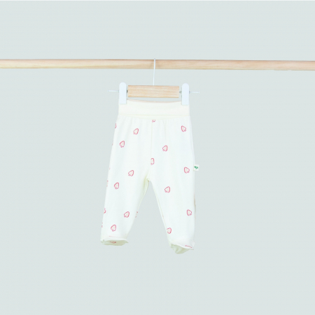 Pantaloni - Pantaloni cu botoșei pentru bebeluși, imprimeu căpșuni