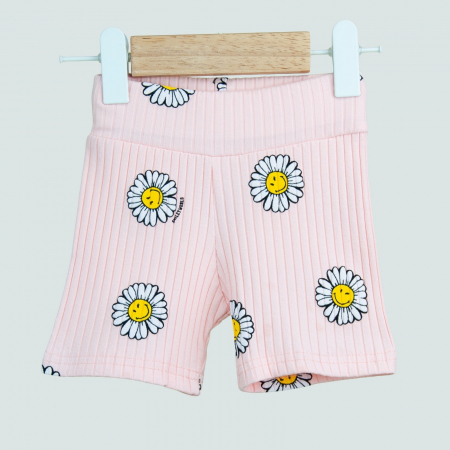 Pantaloni scurți fetiță – roz cu margarete zâmbitoare [1]