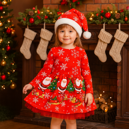 Fete - Rochita de Craciun cu caciulita