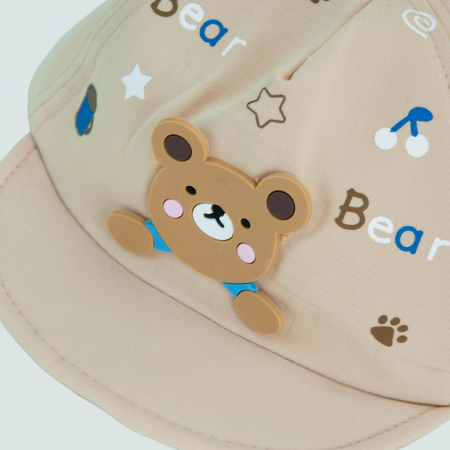 Sapca bebelus bej cu ursulet – protectie și joaca intr-un singur accesoriu! [2]