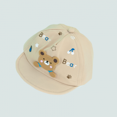 Sepci / Palarii - Sapca bebelus bej cu ursulet – protectie și joaca intr-un singur accesoriu!
