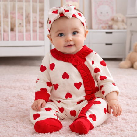 Salopete - Set 2 piese cu inimioare